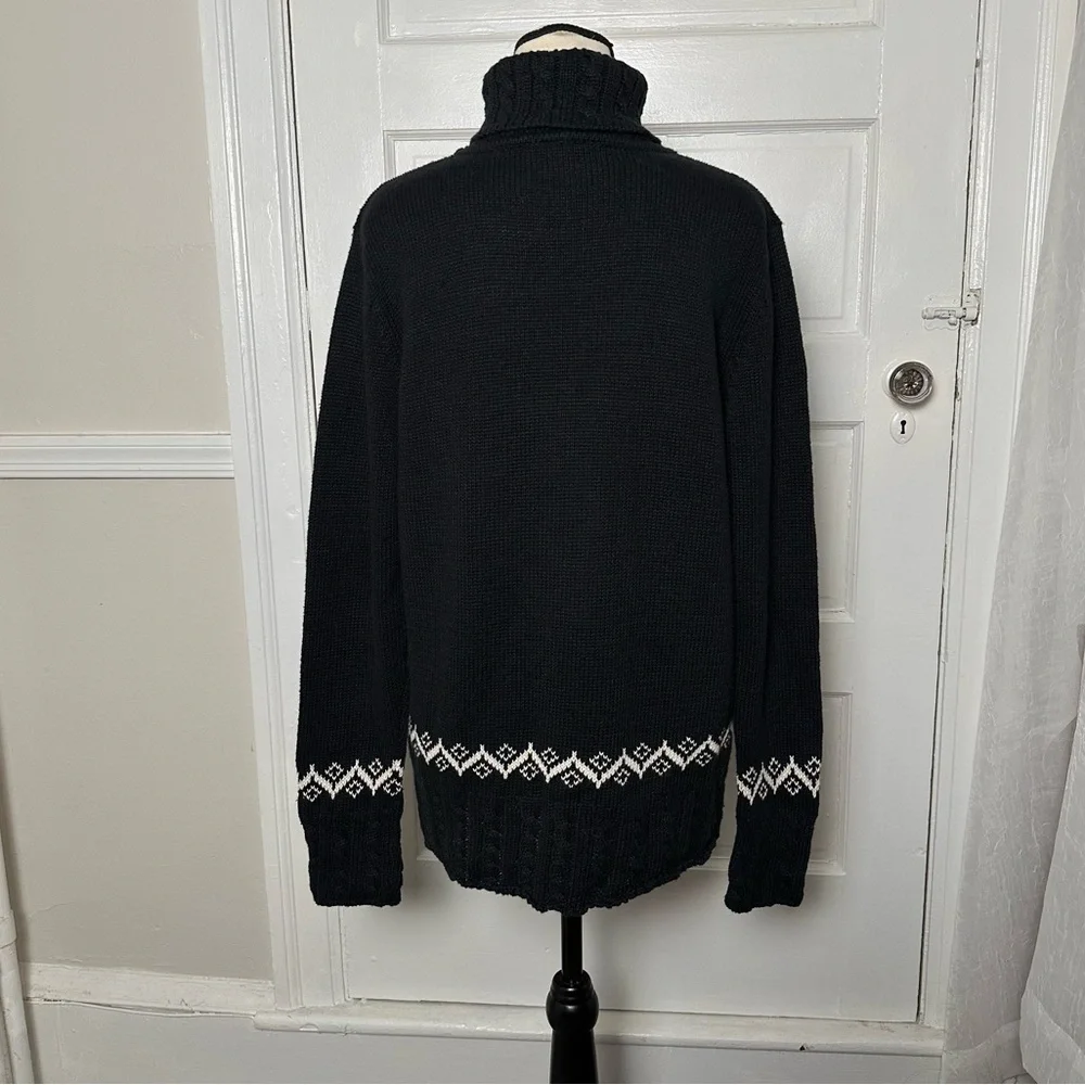 Northern Reflections‎ Vintage Black Turtleneck Sweater White Nordic Embroidered - Picture 15 of 16